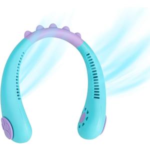 TOAOB Portable Neck Fan for Kids, Rechargeable, Personal Cooling Mini Fan, Wearable Bladeless Fan, 3 Speeds, USB Hanging Around Neck Fan for Outdoor Travel