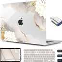 CISSOOK for MacBook Air 13.6 inch Case 2025 2024 2023 2022 Release Model M3 A3113 M2 A2681, Lotus Hard Shell Case Keyboard Cover for MacBook Air 13 M2 M3 M4 Chip, Charming Painting