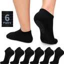 FuelMeFoot Men's Non Slip Yoga Socks with Grips Anti Slip Socks with Cushion for Hospital, Pilates, Fitness Grippy Socks (Large-X-Large, 07 6*black)