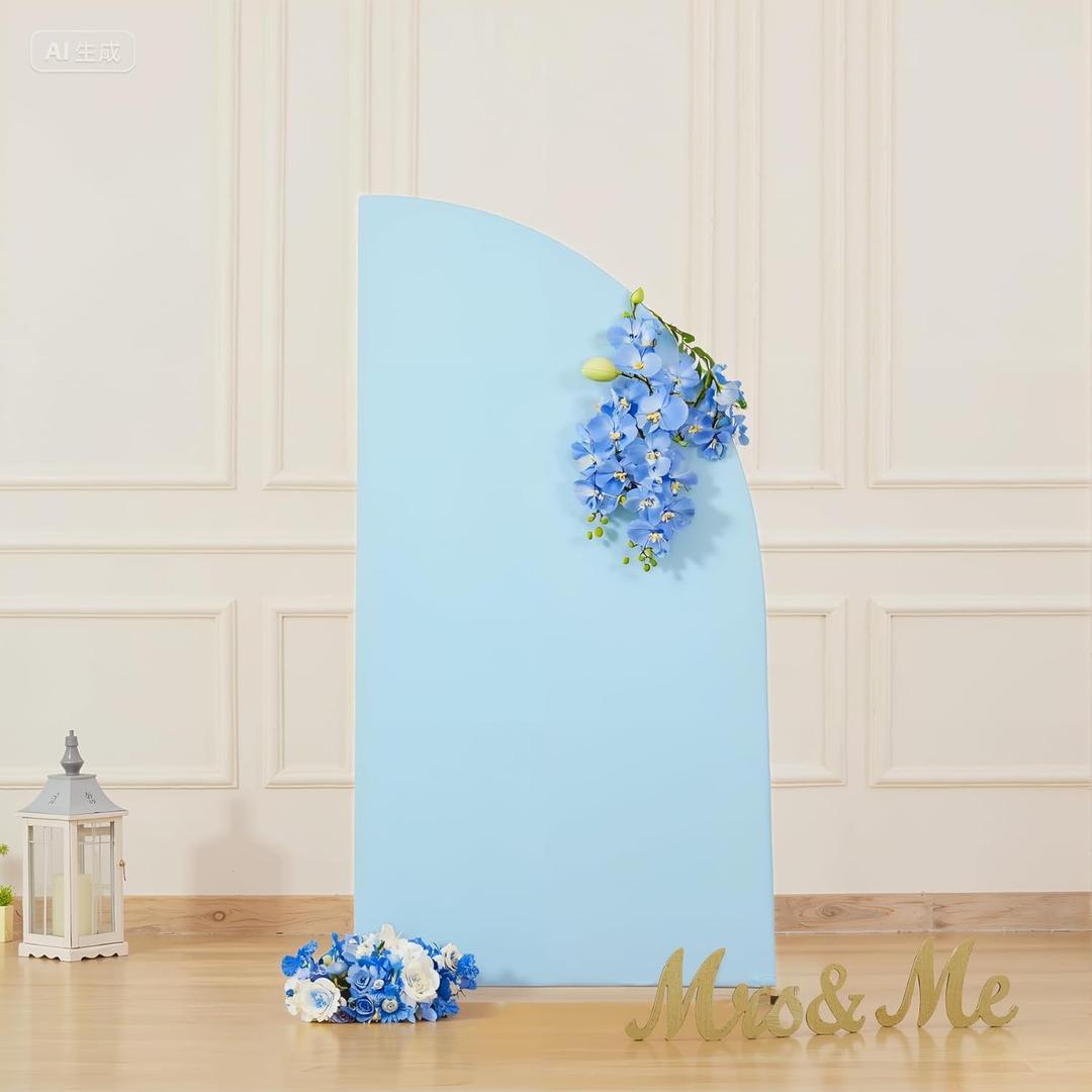 Blue Half Moon Arch Cover Wedding Arch Backdrop Backdrops for Weddings Parties Baby Showers Event 5ft(Blue,2.65x5ft)