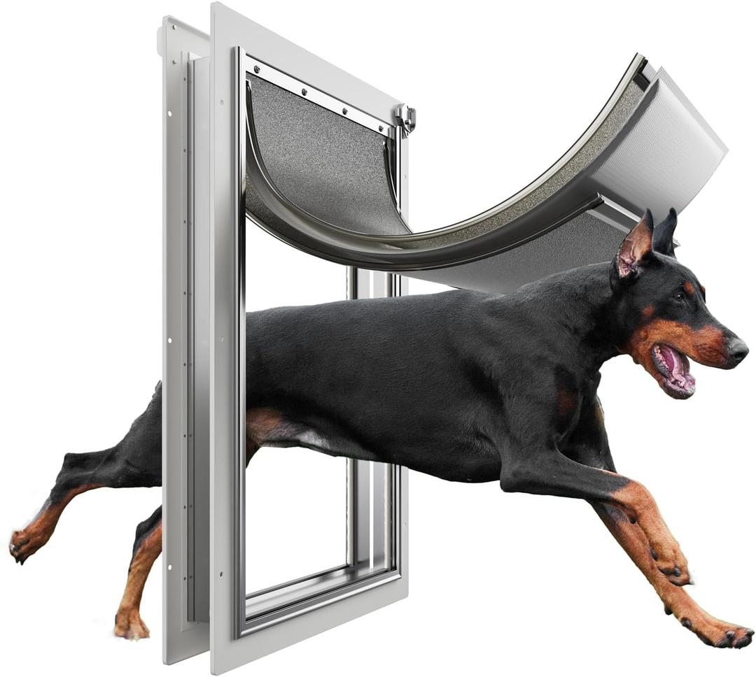 Extra Large Dog Door for Exterior Door, Up to 220 lbs, Doggy Door with 3 Flaps Opening 13.4" x 23.1", Aluminum Frame, Metal Closing Panel and Lock, XL Dog Door for Exterior Doors (X-Large)