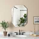 Silver Wall Mirror-Beveled Edge Frameless Mirror for Bathroom, Vanity, Bedroom, Rectangle Mirrors 20X28inch