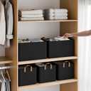 StorageWorks Fabric Storage Bins, Linen Closet Organizers, Black, 2-Pack