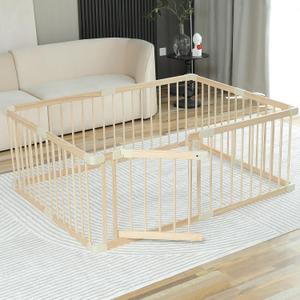 Baby Playpen Play Fence Gate Play Pen Wood Large,Playpens for Babies and Toddlers Kids Indoor,Baby Play Yards Gym | 120 x 160 x 61cm