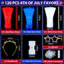 120Pcs 4th of July Accessories, Red White Blue Glow Sticks Patriotic Parade Throws Party Favors Bulk Fourth of July Light up Necklaces Glasses Anniversary Supplies Decor for Independence Day Party
