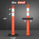 RoadHero 42 Inch Delineator Post with Base, Portable Orange Traffic Delineator Posts Cones with Reflective Collars for Parking Lots, Road Safety, Construction Events (6 Pack)