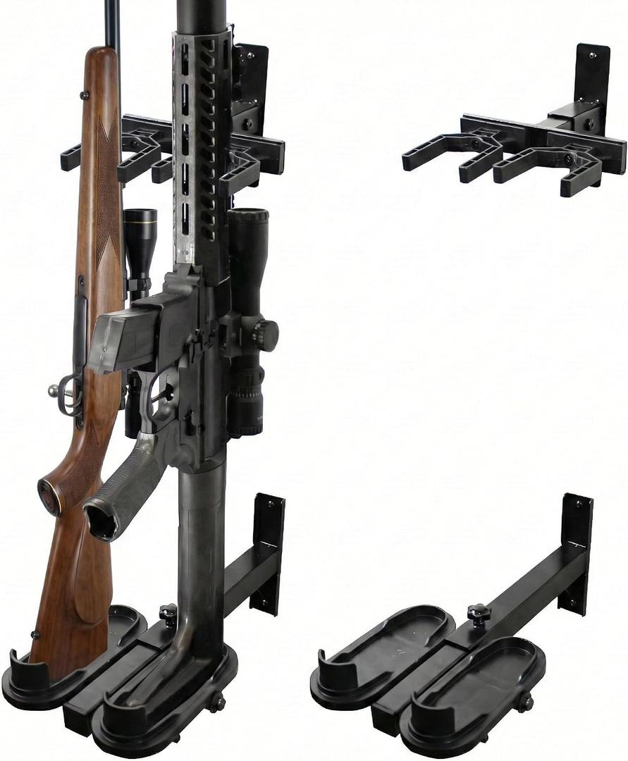 Rush Creek Creations Adjustable Metal 2-Gun Wall Rack Wall Mounted Rifle & Shotgun Storage Organizer