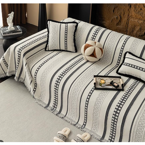 Striped Couch Cover Blankets, Boho Couch Covers, Sofa Blanket Cover for Dogs, Large Couch Covers for Recliner and Chair, Chenille Sofa Covers Washable Sectional(1pc/Grey/71 x 118")