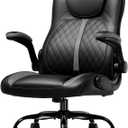 GTRACING Office Computer Gaming Chair Ergonomic Desk Chair for Adults with Lumbar Support Flip-Up Arms Adjustable Height Swivel Wheels PU Leather Executive Design for Short People Use, Gray (Grey)