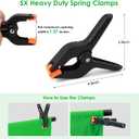 Green Screen Backdrop Kit, Portable Greenscreen Background with T-Shaped Stand, 5 Clamps & Carrying Bag for Photography, Streaming, Zoom, Gaming, (Green, 6.5 Feet X 5.0 Feet)