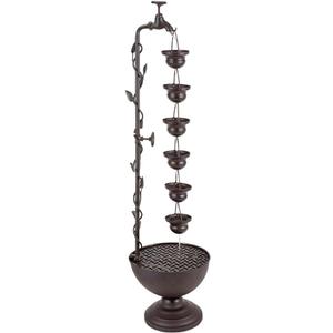 39" Tiered Water Fountain Outdoor 6 Hanging Cups Garden Water Feature | Vintage Cascading Waterfall Fountains, Rustic Metal Outside Soothing Water Flow for Garden Patio Yard Porch Home Decor