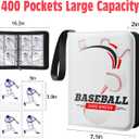 Baseball Card Binder,4 Pocket Trading Card Binder with 50 Removable Sleeves Can Hold 400 Cards, Waterproof Card Holder for Sports Cards,MTG,TCG,Game Cards (White, 400 Cards)
