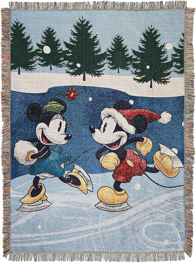 Northwest Mickey Mouse Woven Tapestry Throw Blanket, 48" x 60", Winter Skate