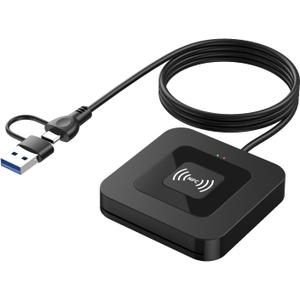 CAC NFC Smart Card Reader Military, Dual Interface USB DOD Military ID/IC Card Reader with Contactless NFC Tap-to-Read, USB C Adapter Compatible with Windows, Linux, MacOS