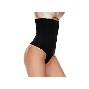 Werena Tummy Control Thong Shapewear for Women Seamless Shaping Thong Panties Body Shaper Underwear(03# Black-high rise wire,X-Large)