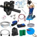 FAHKNS Zip Line Kit for Kids Adults: 100FT Up to 400 lbs - Updated Removable Design Trolley,Thickened Seat,Safety Harness,Quick Tighten Zipline Kits for Outdoor Backyard