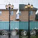Outdoor Post Light Dusk to Dawn Sensor 3-Head Outdoor Lamp Post with Outlet Gfci, Anti-Rust Aluminum Waterproof Street Lamp Posts Outdoor Lighting for Outside Patio Yard Backyard