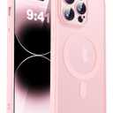 Compatible with iPhone 14 Pro Max Case with Built-in Camera Lens Protectors Shockproof Translucent Magnetic 14 Pro Max Phone Case 6.7" [Compatible with Mag-Safe][Great Grip Feeling], Pink