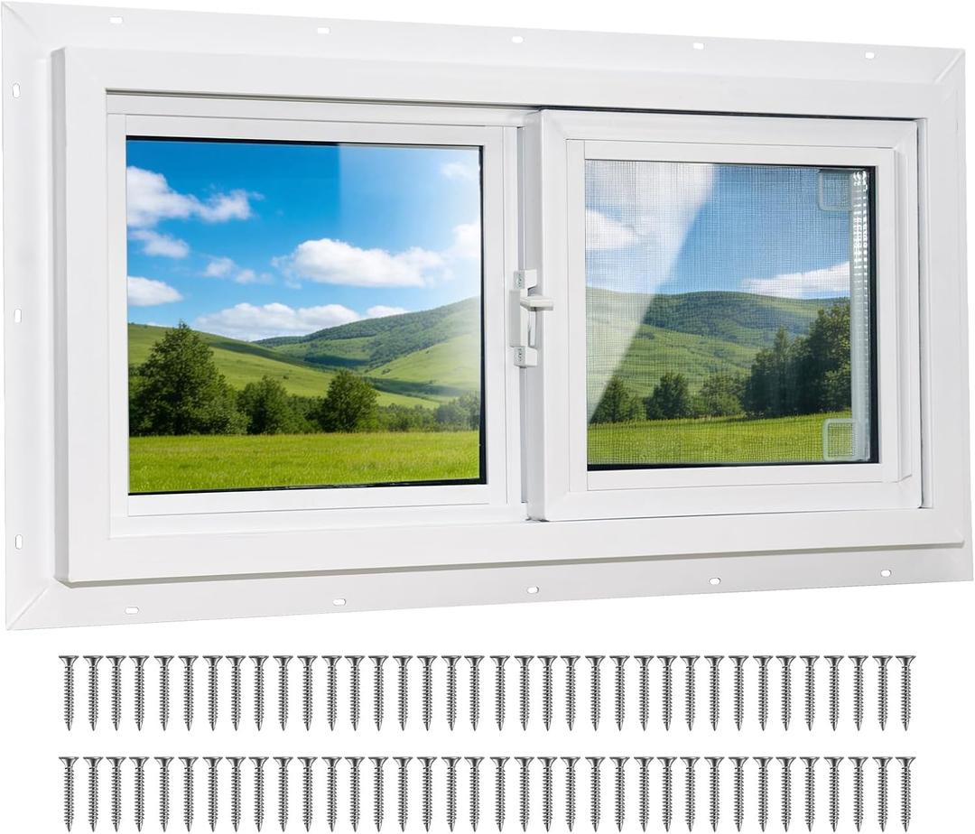 Yuzzy 24" x 12" Vinyl Windows for Basement, Bathroom, Garage, Shed, Home