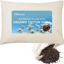 USlixury Organic Buckwheat Pillow for Sleeping - 14"X20" Buckwheat Hull Pillow with Organic Cotton Shell, Adjustable Height and Firmness, Firm Neck Support for Back/Side Sleepers, Cool Sleep, White