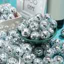 Hoolerry 200 Pcs Mirror Mini Disco Balls Ornament 1.2 Inch Mardi Gras Small Hanging Decorations Reflective Tiny Mirror Balls Ornaments for 70s 80s Disco Party, Birthday, Wedding(Silver)
