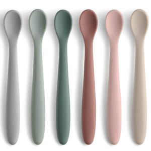 6-Piece Silicone Baby Feeding Spoons, First Stage Infant Spoons, Soft-Tip Easy on Gums I Baby Training Spoon | Infant Utensils Feeding Supplies, Dishwasher & Boil-proof