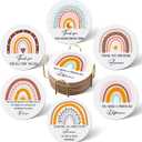 Skylety 48 Pcs Thank You Appreciation Coasters Set with Cork Bottom Rainbow Water Absorbent Farmhouse Coasters Thanksgiving Christmas Cupholder Mat Gifts for Teacher Coworker Housewarming