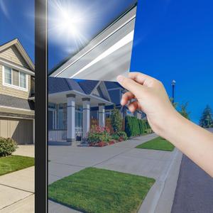 ConCus-T One Way Window Film Static Cling Daytime Privacy Reflective Mirror Window Tint UV Blocking Windows Sticker for Home Office, Silver 11.81Inch x 19.7 Feet