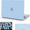 B BELK Compatible with MacBook Air 15 inch Case 2025 2024 2023 Release M4 M3 M2 A3241 A3114 A2941 Liquid Retina Display, Matte Plastic Hard Shell Case + Keyboard Cover + Screen Protector, Airy Blue