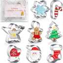 Christmas Cookie Cutters, 8Pcs Winter Holiday Cookie Cutter Set, Stainless Steel Metal Cutter with Gingerbread Men, Christmas Tree, Snowflake, Candy Cane, Angel, Santa Face, Stocking, Mitten