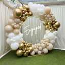 Beige and Champagne Gold Balloon Set, 60Pcs 12 Inch Nude Cream Retro White Sand Balloons with Metallic Champagne Gold Confetti Latex Balloons for Birthday Wedding Baby Bridal Shower Party Decorations
