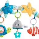 Baby Stroller Arch Toy for Infant & Toddler 0-6 Months, Musical Travel Car Seat Toys W/ Teether, Adjustable Mobile Arm for Crib, Bassinet, Pram, Bjorn Bounce Bar Activity Hanging Accessory 6-12(Sea)