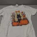 Vintage Halloween Ghost Holding Black Cat Groovy Floral T-Shirt S White