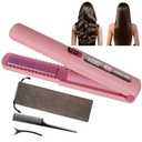 LAMA Portable 2 in 1 Travel Straightener and Curler, Cordless Hair Straightener 4500mAh, Rechargeable LCD Flat Iron, Mini Ceramic Curling Iron,USB Rechargeable Hot Tools, Pink
