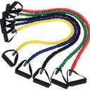 Resistance Bands Set, 10-50 lbs, Multi-Color Exercise Bands with Handles, Carrying Bag