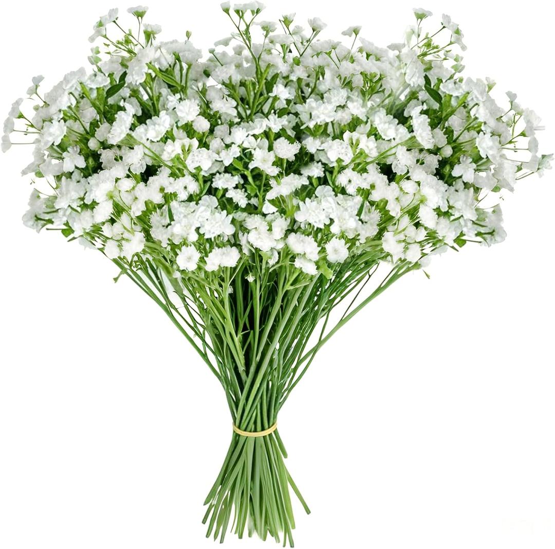 28CM Artificial Babys Breath Flowers,36pcs Babys Breath Artificial Flowers Bulk White for Wedding Bouquets,Party Decorations Realistic Fake White Flowers for Bridal & Event Decor