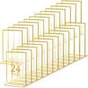 Hoteam 24 Pack Gold Acrylic Sign Holders, Gold Picture Frame, Clear Wedding Table Number Double Sided Acrylic Stand for Wedding Restaurant Photo Menu Art Event Display(4 x 6 Inch,Vertical)
