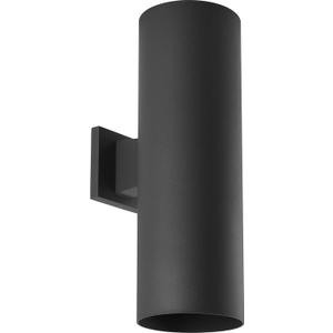 Progress Lighting 6-Inch Cylinder Outdoor Wall Sconce, 2-Light Modern Wall Mount Up and Down Lights, Interior and Exterior Lighting for Home or Porch, Aluminum Construction, Black (P5642-31), 6-Inch Width x 18-Inch Height