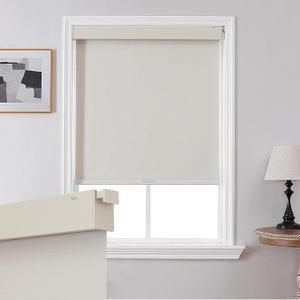 Joydeco No Drill Blackout Shades, Free-Stop Cordless Roller Shades, UV Protection, Thermal Insulated Blinds for Indoor Windows, Easy Install Window Blinds for Home and Office (Beige, 36" W X 75" H)