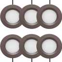 GETINLIGHT 2.75" Wide 3000K Dimmable LED Puck Lights Kit, Plug-in Installation with recessed or Surface Mounted, Bronze Finished, Set of 6, IN-0102-6-BZ