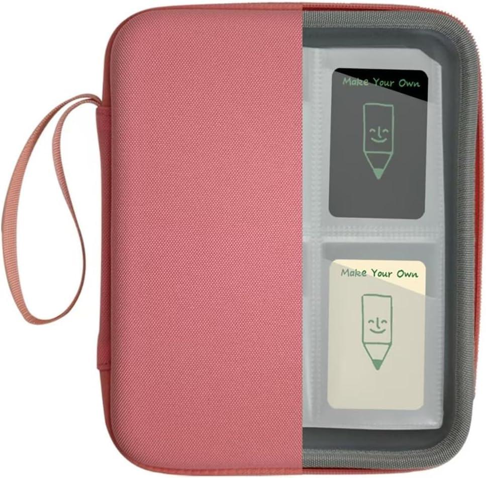 Card Case Holder for Yoto Cards Album Pouch Storage Organizer 120 Pockets, Large Capacity Portable Folder with 2 Zipper and Carry Strap, Yoto Card Binder with Sleeves for Travel (Pink)