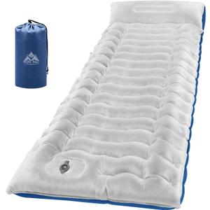 FUN PAC Camping Sleeping Pad, 8.8R-Value Ultralight Camping Mat with Pillow, Insulated Camping Mattress, Built-in Foot Pump Inflatable Sleeping Pads Compact for Camping Backpacking Hiking, Single
