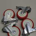 Heavy Duty Stem Caster Wheels Double Bearing PU Castors No Noise Swivel Casters M8-1.25x25mm 4 Packs with Dual Locking (4 Inch,With Brake)