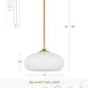 Tawson Juno Modern 1-Light Pendant Ceiling Light Fixture with Etched Opal Glass Shade for Kitchen Island, Hallway, Entryway, Passway, Dining Room, Bedroom, Balcony Living Room