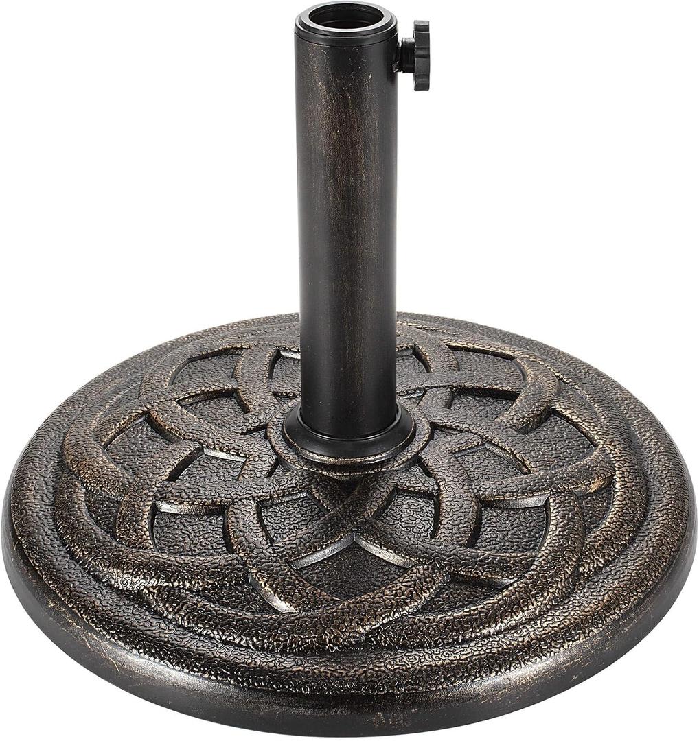Jarka&Co Patio Patio Umbrella Base Stand - 20 lbs 16.5" Heavy Duty Outdoor Umbrella Stand, Market Umbrella Holder for Pool, Garden, Backyard, Beach, No Water or Sand Required, Round Bronze
