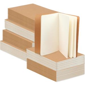 60 Packs Kraft Small Blank Notebooks, Unlined Mini A6 Journals Bulk, Blank Notepads for Kids Student Back to School, Office, Sketching, Drawing, Writing Supplies, 5.5" X 4", 30 Sheets/60 Pages
