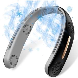 OLV Neck Fan 4 Turbo 6000mAh Portable 360 Cooling Airflow Bladeless USB Rechargeable Neck Fan with 3 Speeds Adjustment for Outdoor Travel Indoor - Black