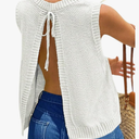 MakeMeChic Women's Sweater Vest Knit Backless Spring Vest Tank Tops (White, X-Large)
