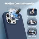 GONEZ for iPhone 15 Pro Max Case Silicone, Compatible with Magsafe, 2X Camera Protector + 2X Screen Protector, Soft Anti-Scratch Microfiber Lining, Liquid Silicone Shockproof Phone Cover, Dark Blue