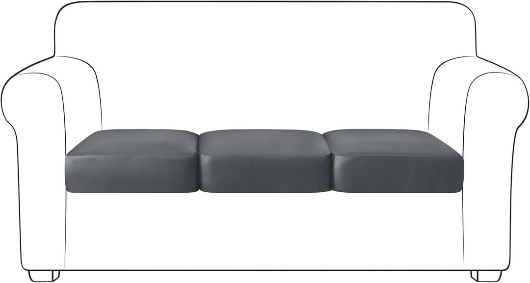 Yates Home PU Leather Couch Sofa Cushion Slipcover Water-Proof Elastic Chair RV Seat Covers Loveseat Sofa Furniture Protector Slip Cover for Settee Seater Replacement Living Room3 Pieces, Gray